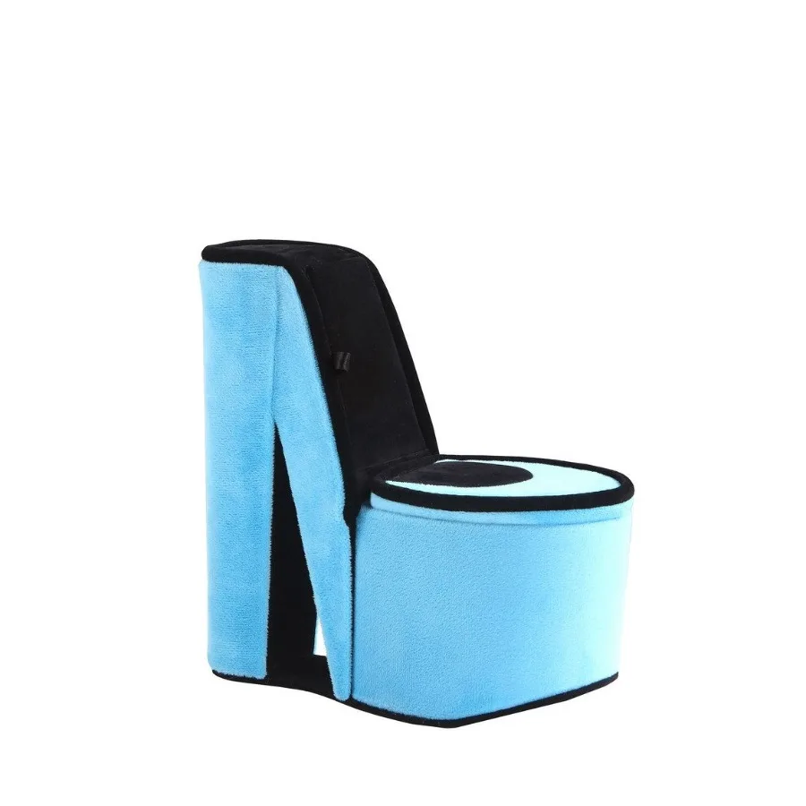 

9 Tall Display Jewelry Box with Hidden Storage High Heel Shoe Design Turquoise Velvet