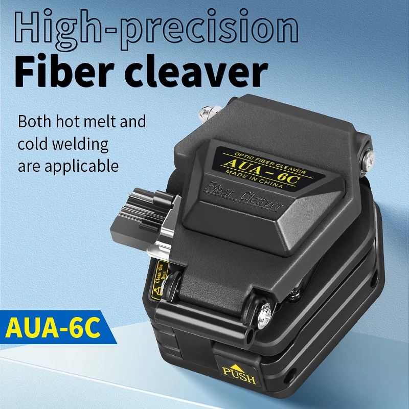 Black AUA-6C High Precision Fiber Cleaver FTTH Hot Melt Cold Connection Optical Fiber Cable Cutting Knife Tools 16 Face Blade