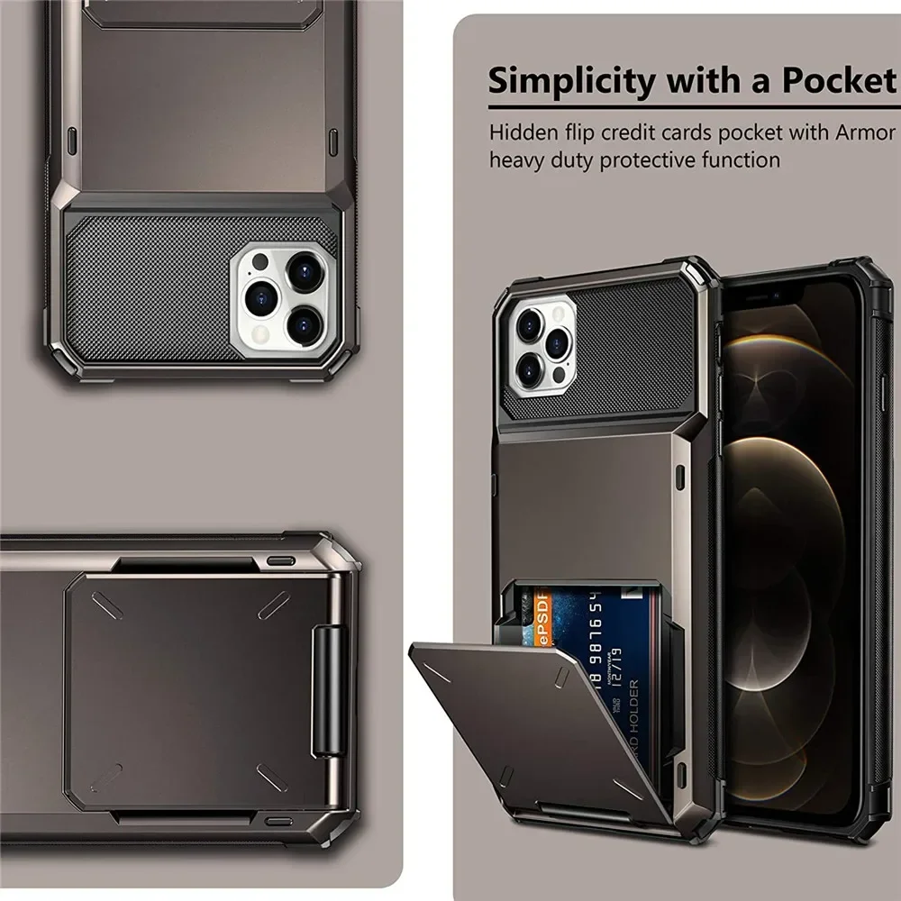 Wallet 4-Card Slot Credit Phone Case For iPhone 14 Plus 13 Pro 11 12 Pro Max XR X XS Max 7 8 Plus Card Holder Cover Coque Funda