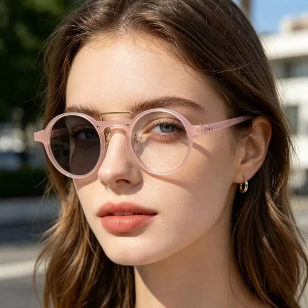 Women Stylish Myopia Glasses Photochromic Grey Computer Anti Blue Ray Glasses Customizable Prescription Myopia Glasses