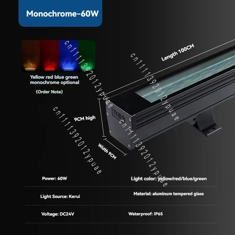 Waterproof Outdoor Wall Washer Fixture, DMX Controlled Facade Decoration Unit for Hotel, Stage & Building Exterior Project