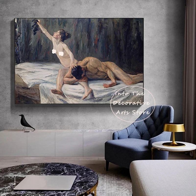 Samson and Delilah by Max Liebermann Casa das Violas by Dominguez Alvarez Retro wall Canvas Paintings art Room Club Home Decor