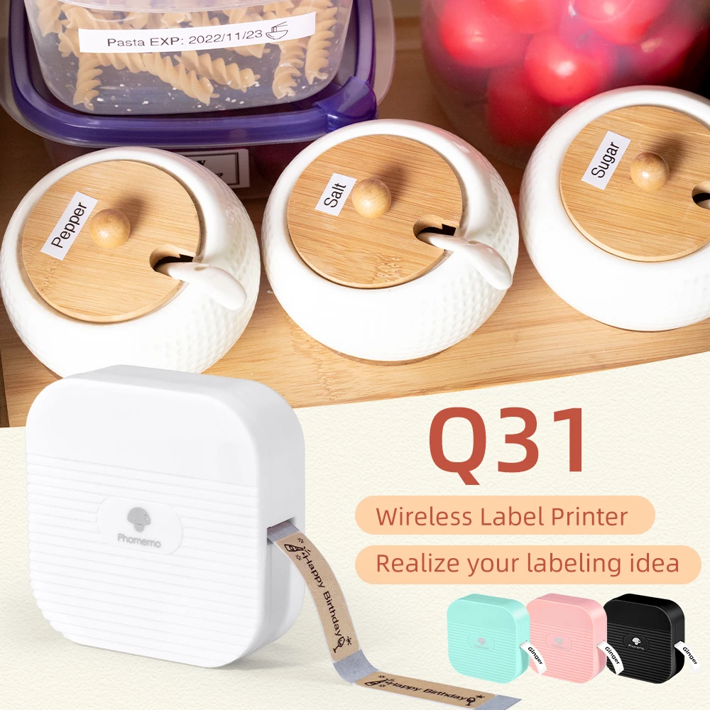 Phomemo Q31 Label Maker Machine Mini Pocket Thermal Label Printer Wireless DIY Sticker Label Machine Various Label Paper