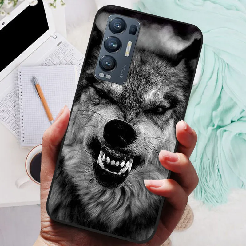 For OPPO Find X3 Neo Case Black Cover Lion Wolf Silicone Soft Back Cases For OPPO Find X3 Lite Phone Case Reno 5 Pro Plus 5G