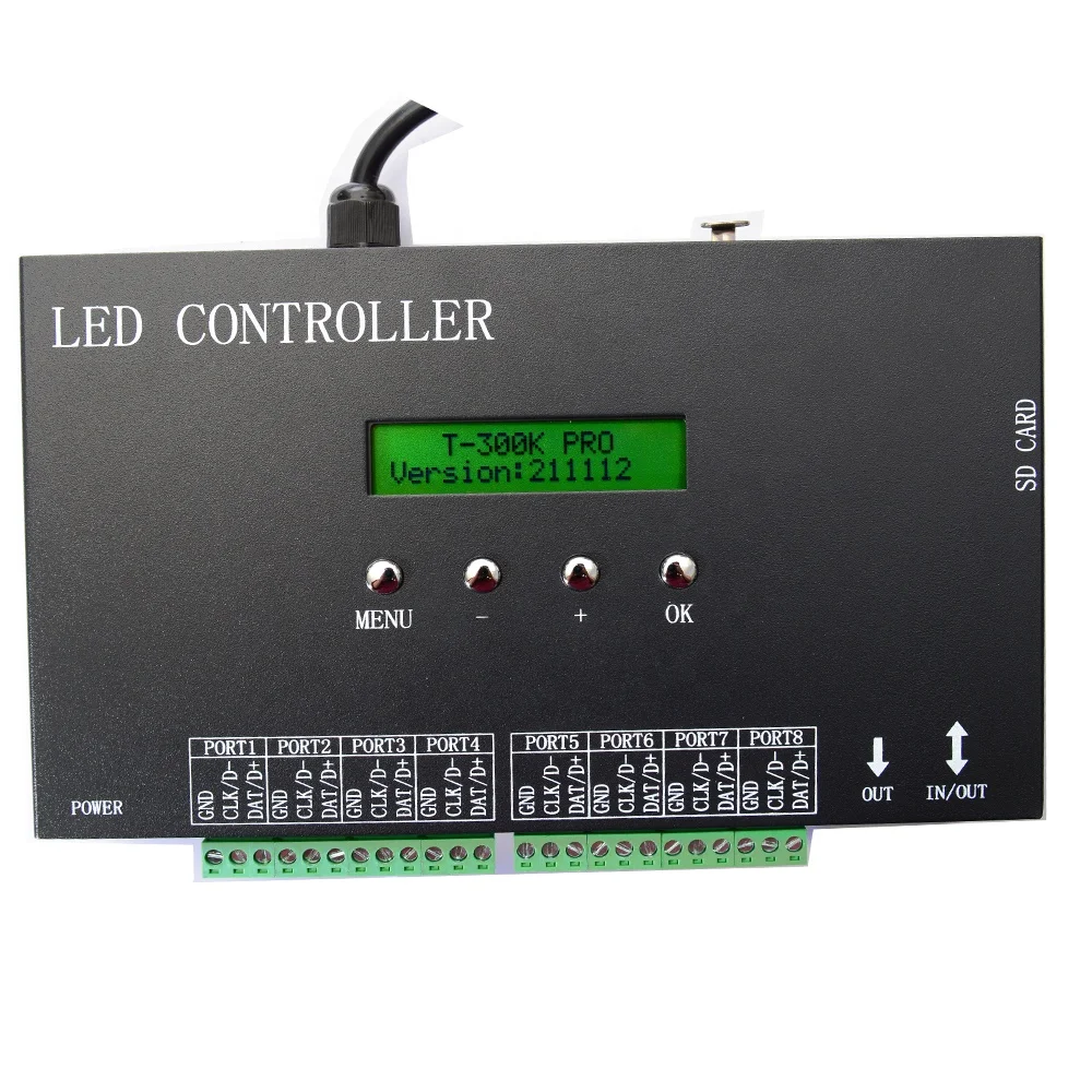 T-300K PRO T300K PRO led pixel controller RGB PC on line pixel full color Controller VIA PC SD Card 8 ports ws2811 ws2801