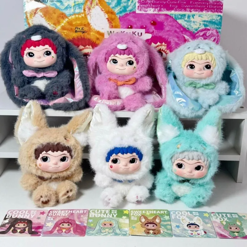 Letsvan wakuku raposa e coelho truque ou deleite série caixa cega raposa coelho wakuku boneca caixa mistério pelúcia saco surpresa pingente presentes