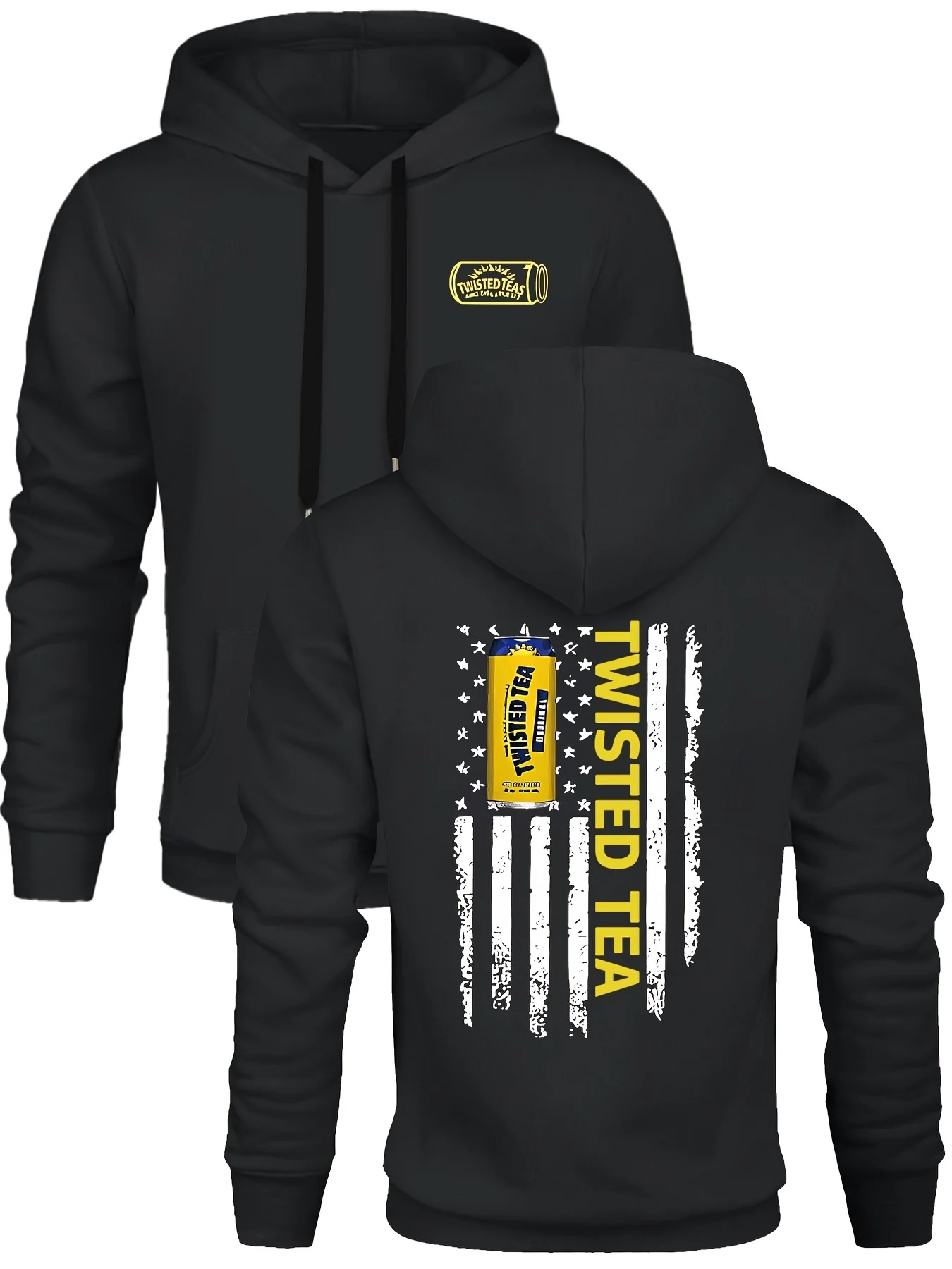 

Men's Twisted Tea Pattern Hooded Sweater Long Sleeve Pullover with Pockets Casual Hooded Sweatshirt for Fall and Winter