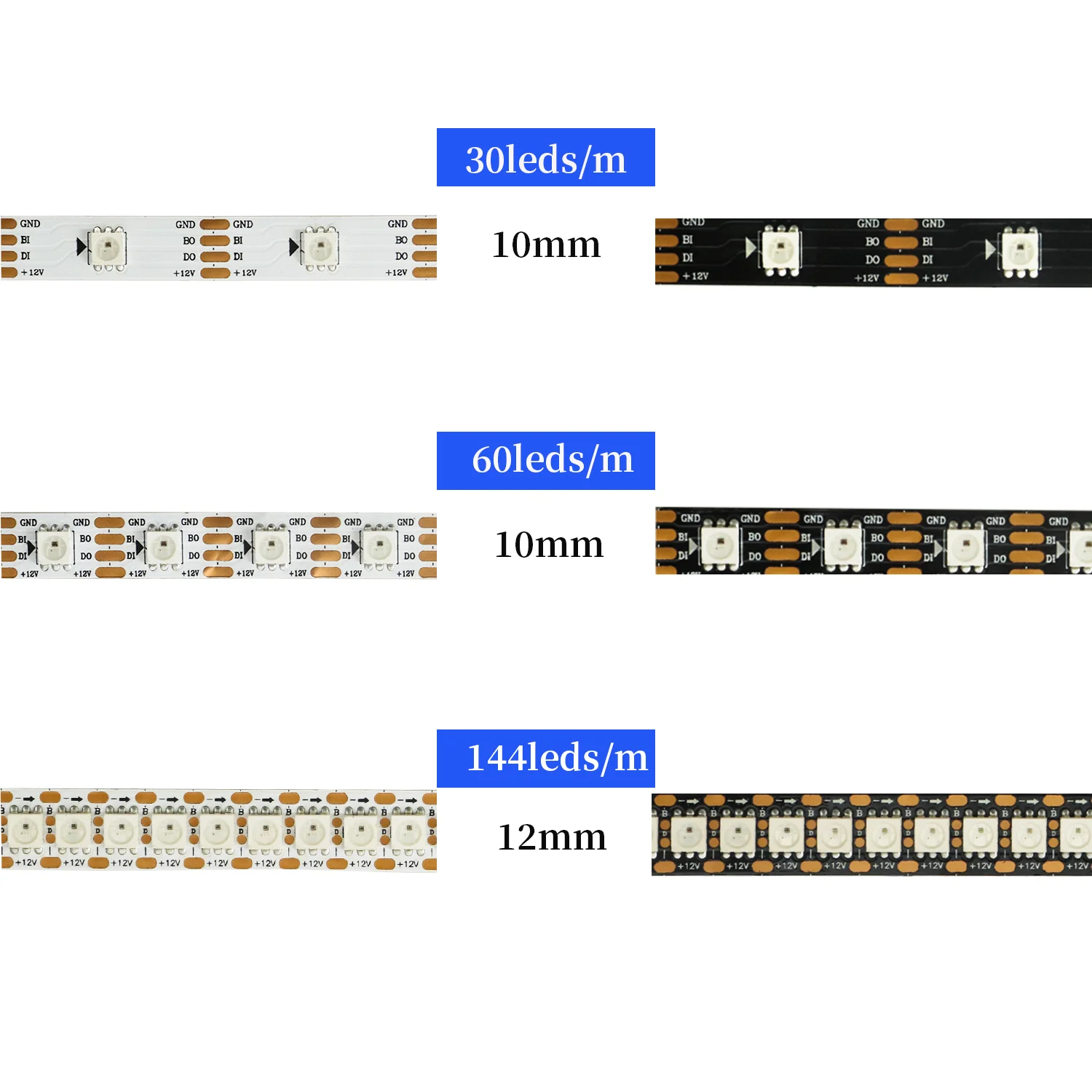 WS2815 Smart Individually Addressable LED light SMD5050 RGBIC Full color strip lamp 30/60/144Pixels/Leds/m soft Rainbow Lighting