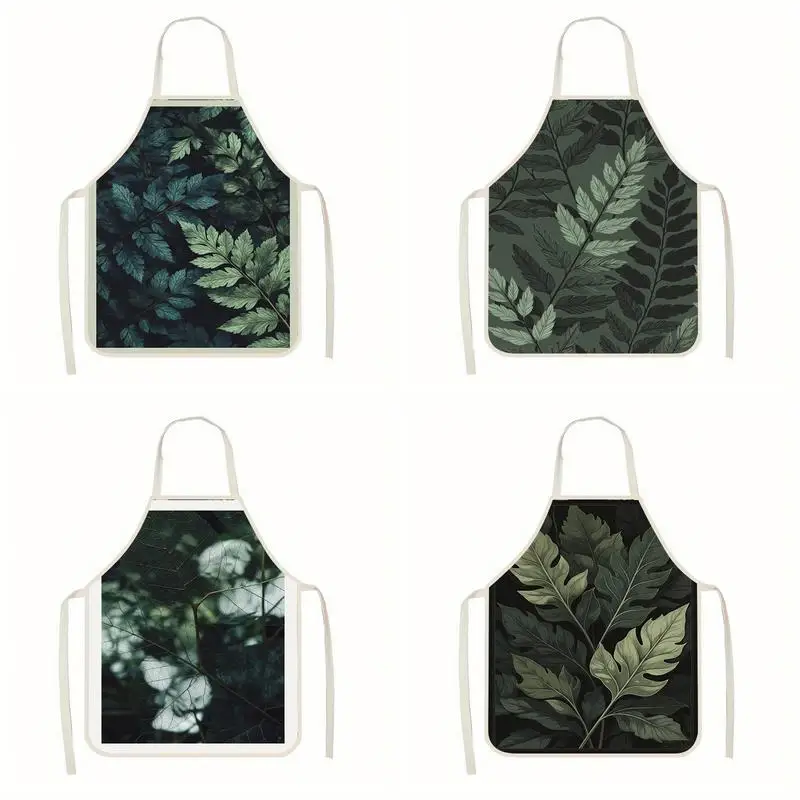 

Фартук с рисунком листьев, льняной фартук, подходит для приготовления пищи на кухне, общения родителей и детей, рисования и других мероприятий.