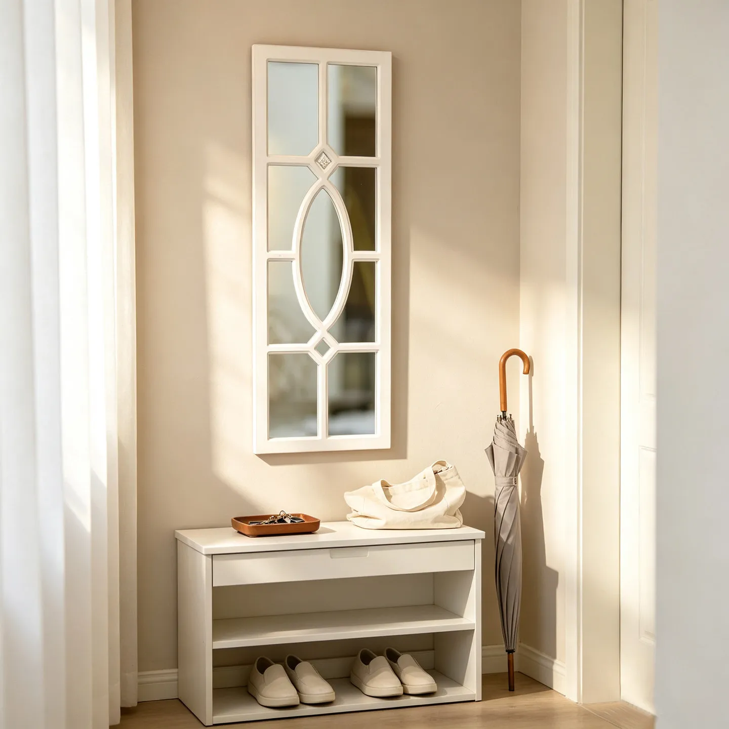 French cream wind false window mirror Home restaurant porch imitation   Wall hanging mirror Wall