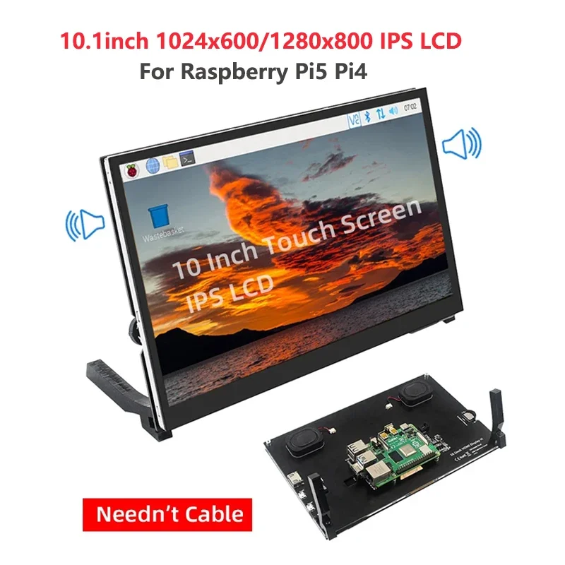 

10.1 Inch IPS LCD for Raspberry Pi 5 / 4 Screen 1024x600 / 1280x800 Display with Holder Monitor for Raspberry Pi 5 4B PC