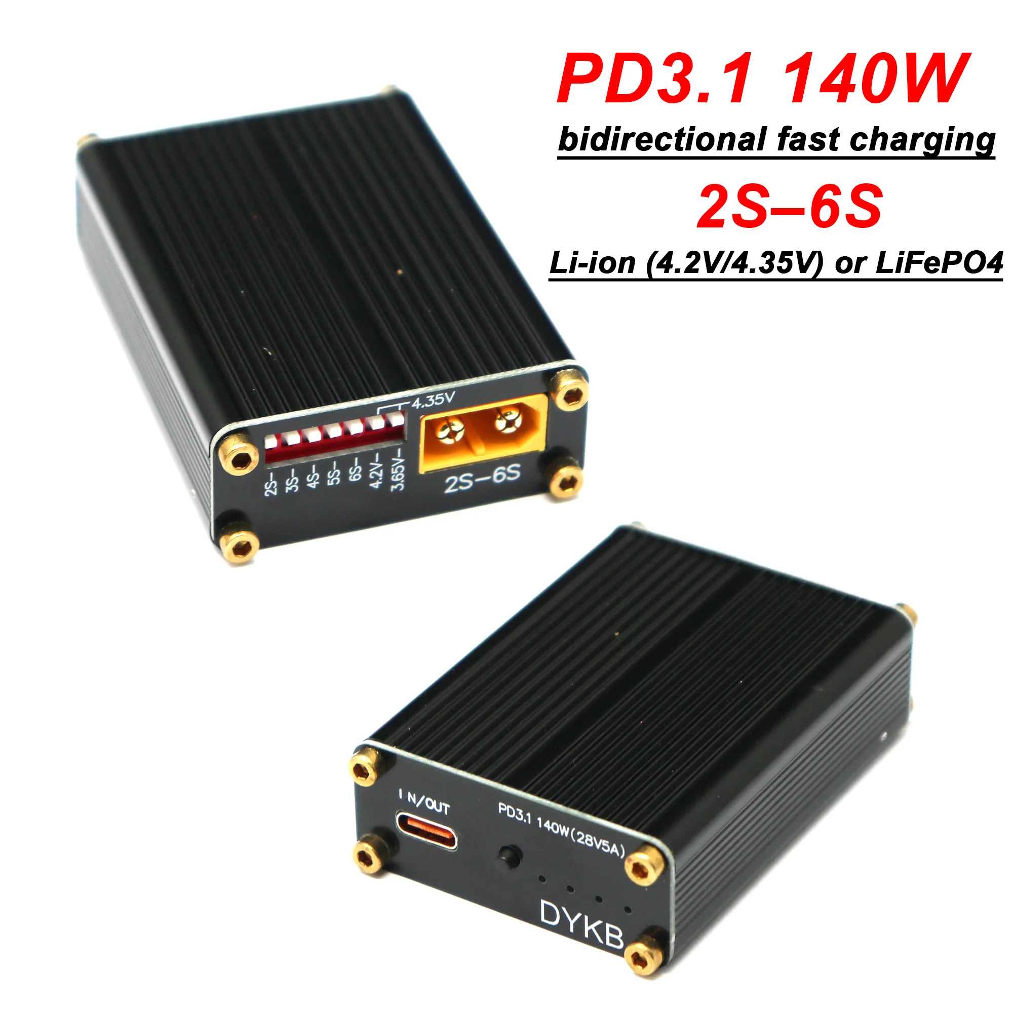 IP2366 PD3.1 140W Bidirektionales Schnellladegerät 2S 3S 4S 5S 6S Lithium-Batterie Lade- und Entladegerät Li-Ion LiFePO4 BMS RC-Ladegerät