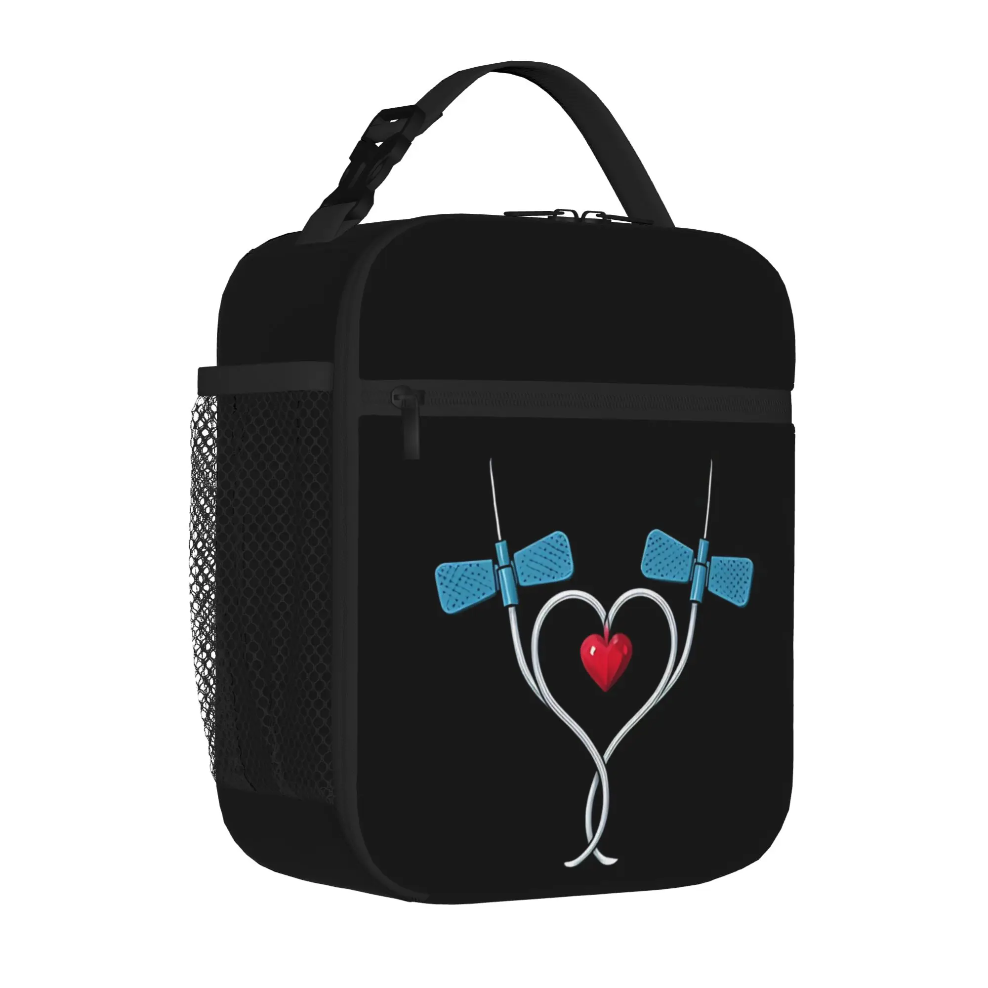 1 Piece Portable Lunch Container Needles Heart Zipper Closure Durable Pocket Medical For Lunch Box Bag