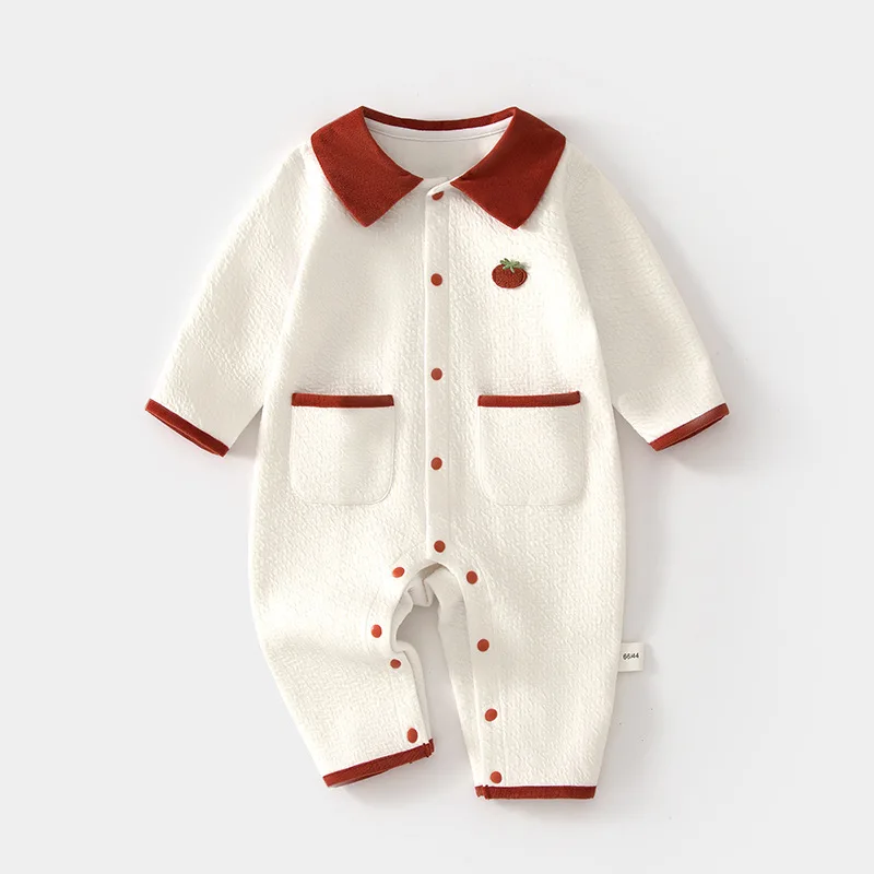 

Baby Jumpsuit Baby Newborn Boneless Spring and Autumn Soft Wool Romper Jacquard Infant Children's Wear Stretch Romper