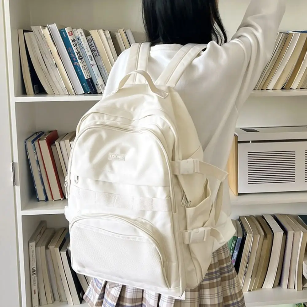 حقيبة ظهر مدرسية جديدة ذات سعة كبيرة متعددة الجيوب بتصميم لطيف حقيبة مدرسية متوسطة الطراز الجمالي حقائب نهارية غير رسمية متينة