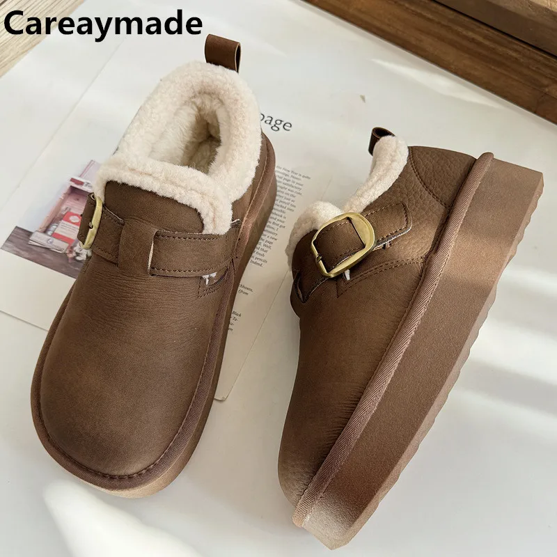 

Careaymade-Fashion Wider toe winter plush snow boots thick soles comfortable boots,round toe ugly cute shoes,warm women's shoes