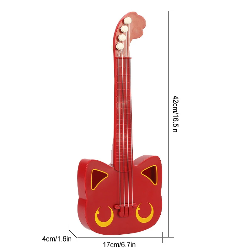 Guitarra de simulación para niños, instrumentos para principiantes de Ukri, forma de gato Adorable, regalo de cumpleaños