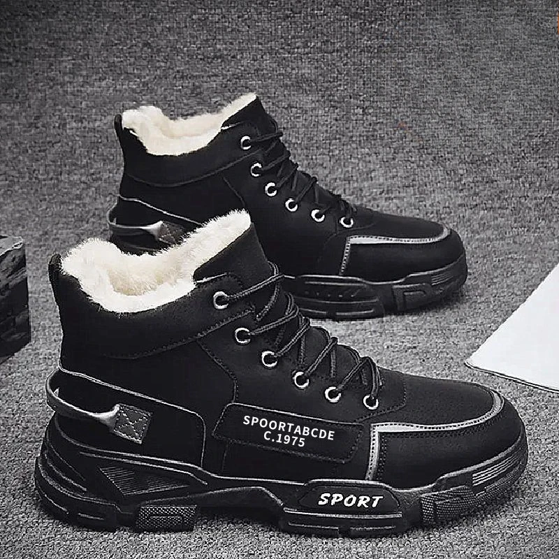 Man Shoes Platform Warm Work High Cut Boots for Men Winter with Fur Comfortable Quality in Promotion Retro Low Price Trendy 2025