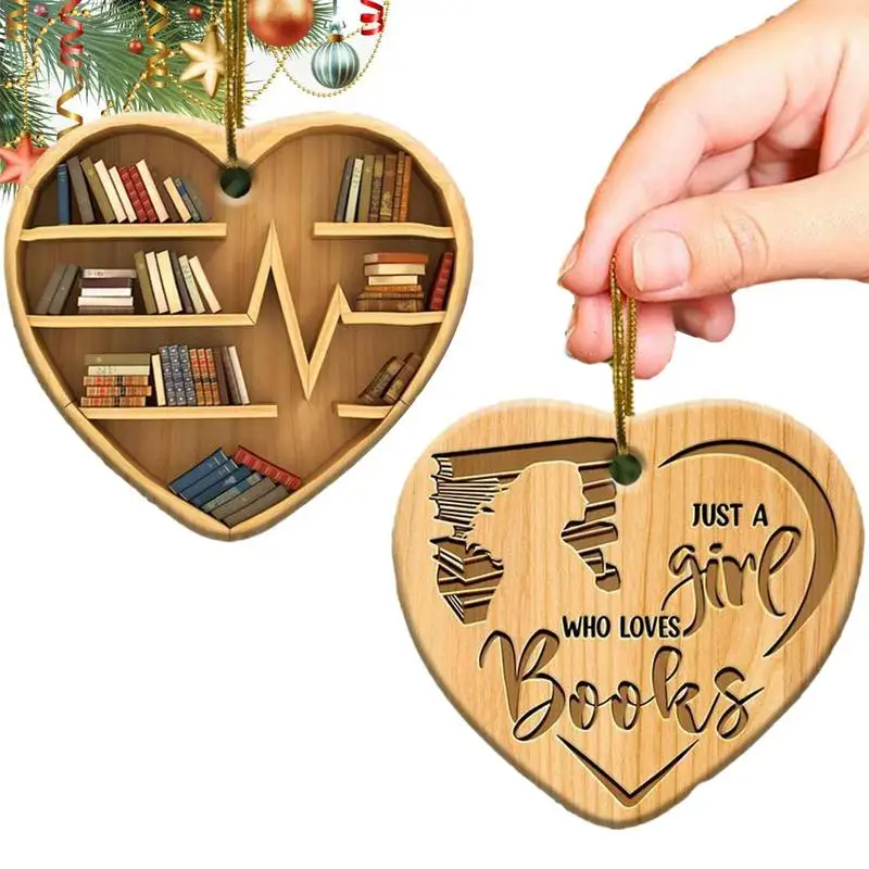 Christmas Bookshelf Ornament Artsy Woodsy Custom Book Christmas Ornament Tree Decorations Gifts For Reading Lover Bookworm