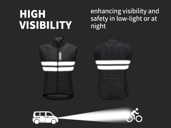 WOSAWE Windproof Men Cycling Jackets Rain Repellent Sleeveless Reflective Waistcoat MTB Bike Outer Jersey Windbreaker Clothing
