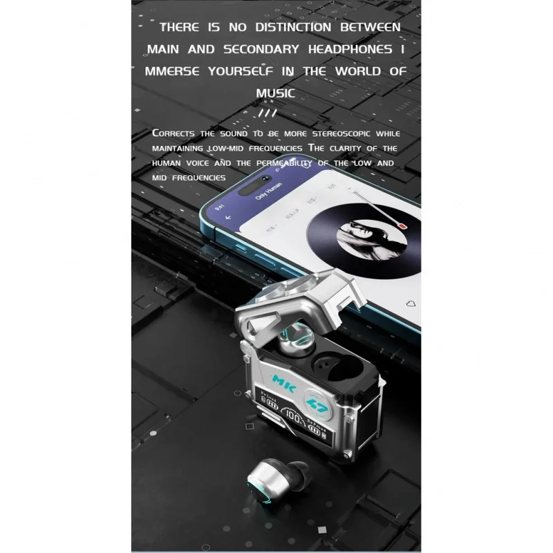 Mk47 TWS หูฟังไร้สายบลูทูธ TWS หูฟังสำหรับเล่นเกมกันน้ำตัดเสียงรบกวนหูฟังกีฬาพร้อมไมโครโฟนสำหรับ Allphone