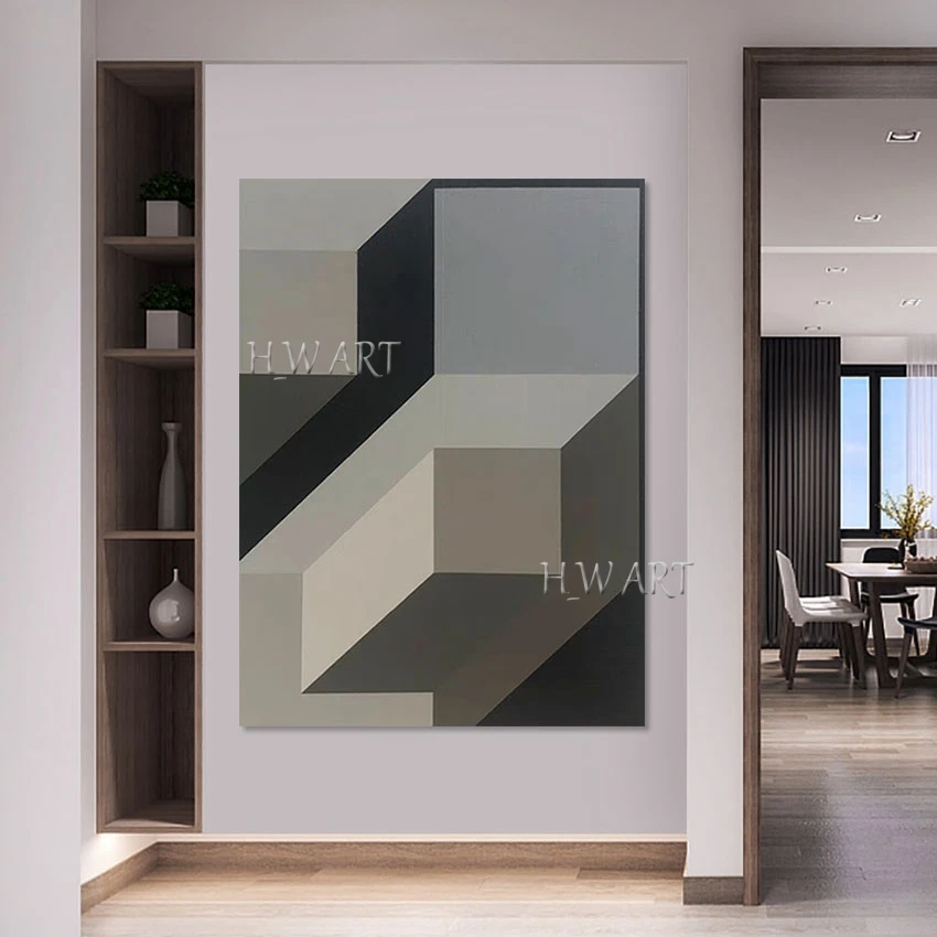 

3d Abstract Frameless Artwork Wall Painting Large Size Modern Gallery Art Showpiece Black Gray Design Canvas Picture Hot Sale