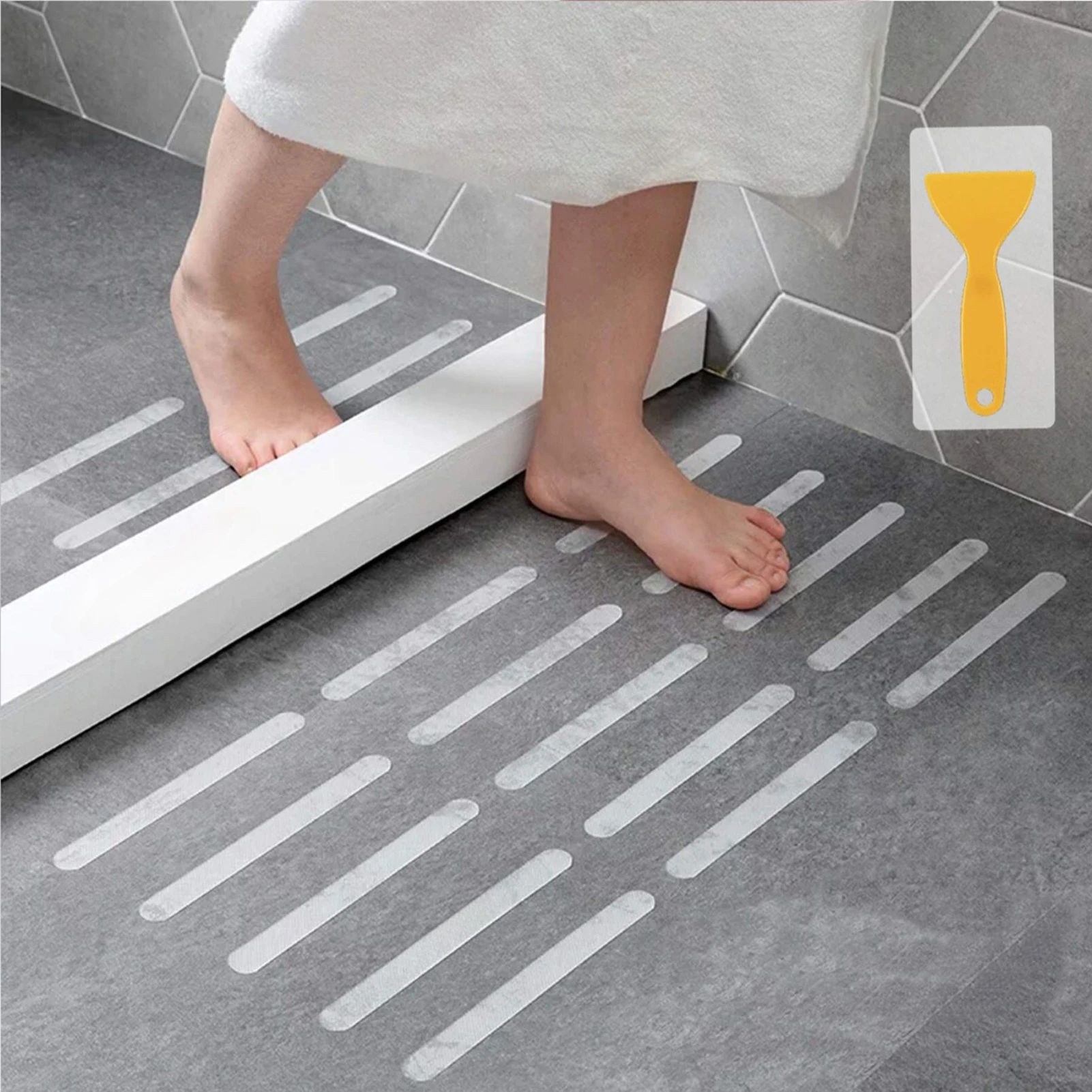 Anti-slip Strips, Safety Shower Treads Stickers,Floor-Strength Adhesive Grip Appliques for Baby,Senior,Adult (Clear).
