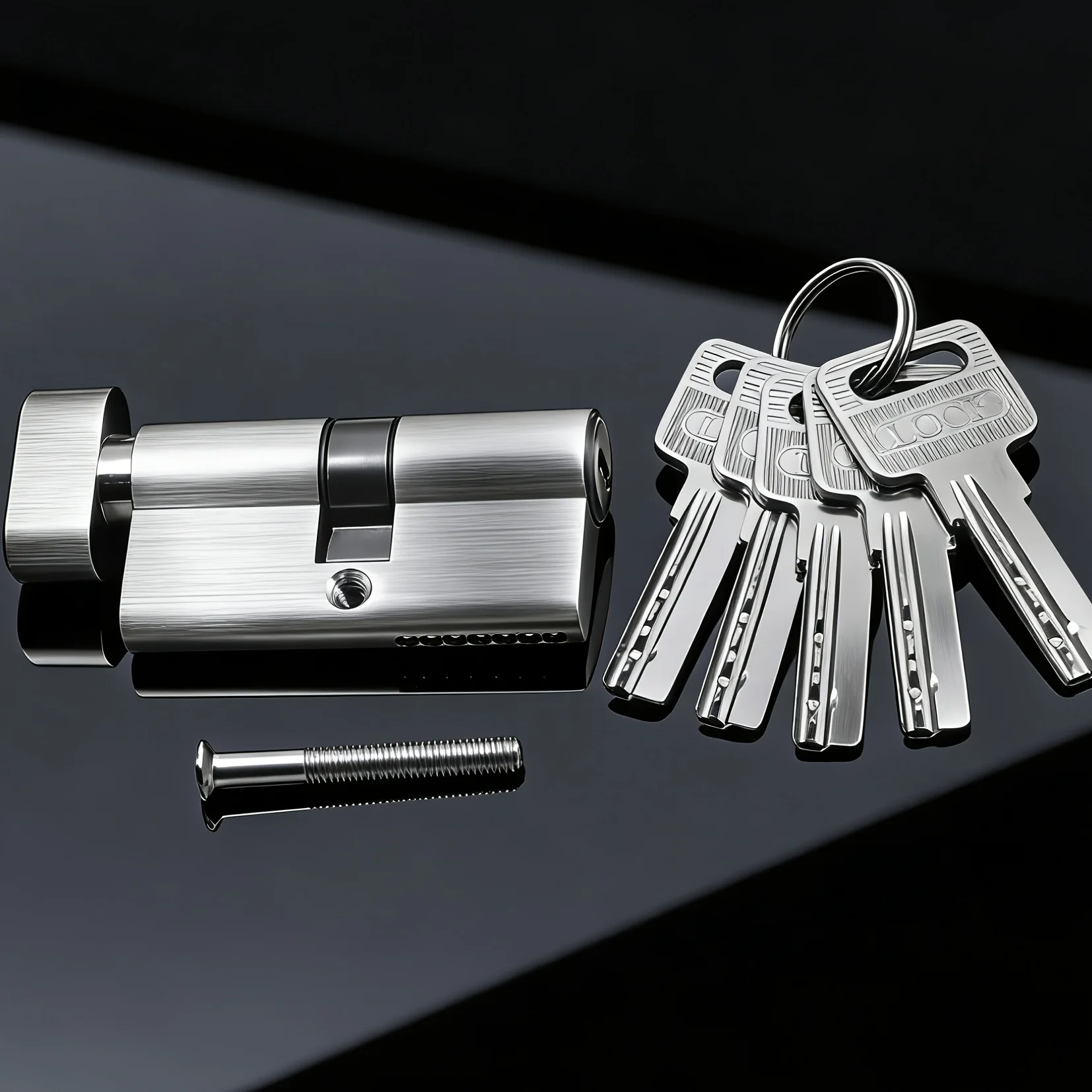 Euro Profile Cylinder Lock Core Brass Anti-Drill Security 5 Keys Aluminum Alloy Shell Brushed Finish Easy Install Door Replaceme