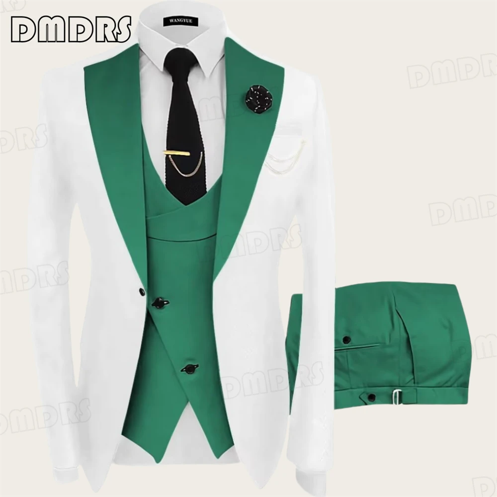 High Quality Wedding Suit for Men, Slim Fitting Men's 3-Piece Suit Set, One Button Notched Blazer, Vest Pants Plus Size Suits