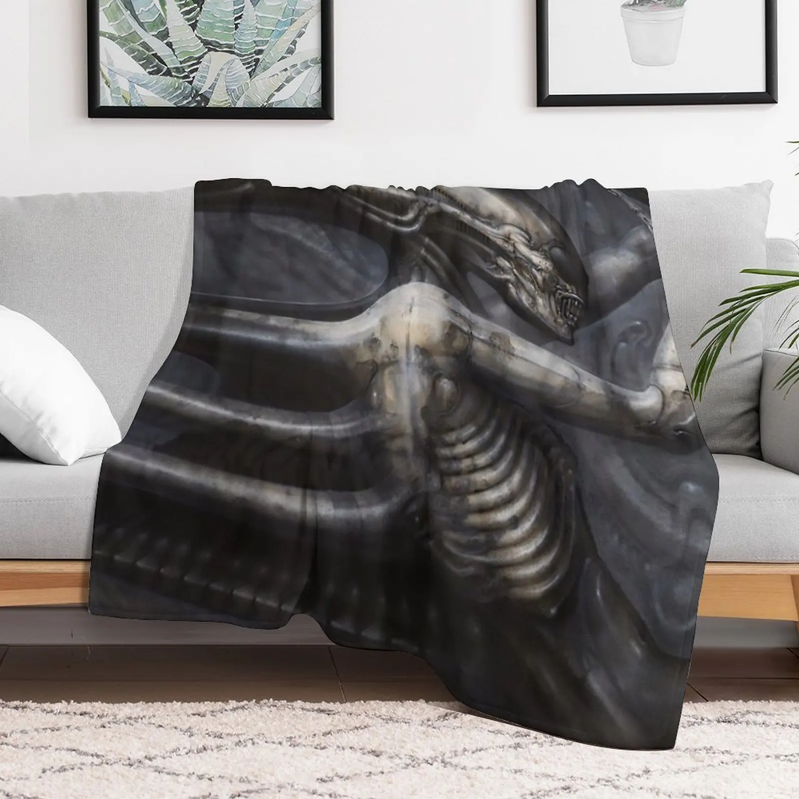 

Hr Giger - Necron IV Throw Blanket Vintage Baby Bed linens Custom Blankets
