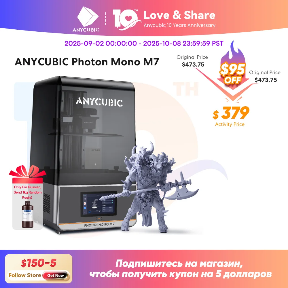 

ANYCUBIC Photon Mono M7 14K Mono MSLA 3D Printer 10'' 14K LCD Resin 3D Printer Speed Up to 150mm/h Printing Size 223*126*230mm