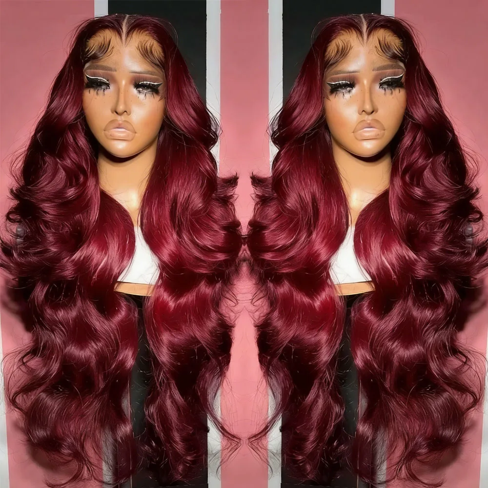 

30 Inch Burgundy 99J Body Wave hd lace wig 13x6 hd lace human hair wig 100% Human Hair Wigs 220 Density 13x6 hd lace frontal wig