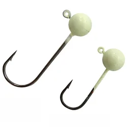 10pcs/lot Micro Jig Head Fishing Hook 1.5g 2g 3g Luminous Round Ball Jig Fishhook Soft Worm Fishing Accessories