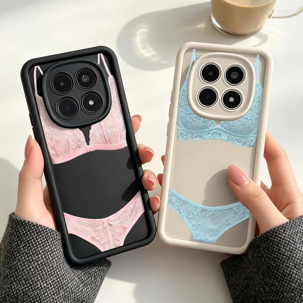 Luxury Lace Lingerie For Xiaomi Redmi Note 15 14 13 13R 12 12R 11 11E 11T 11S Pro Plus 5G Eye Ladder Cover Phone Case