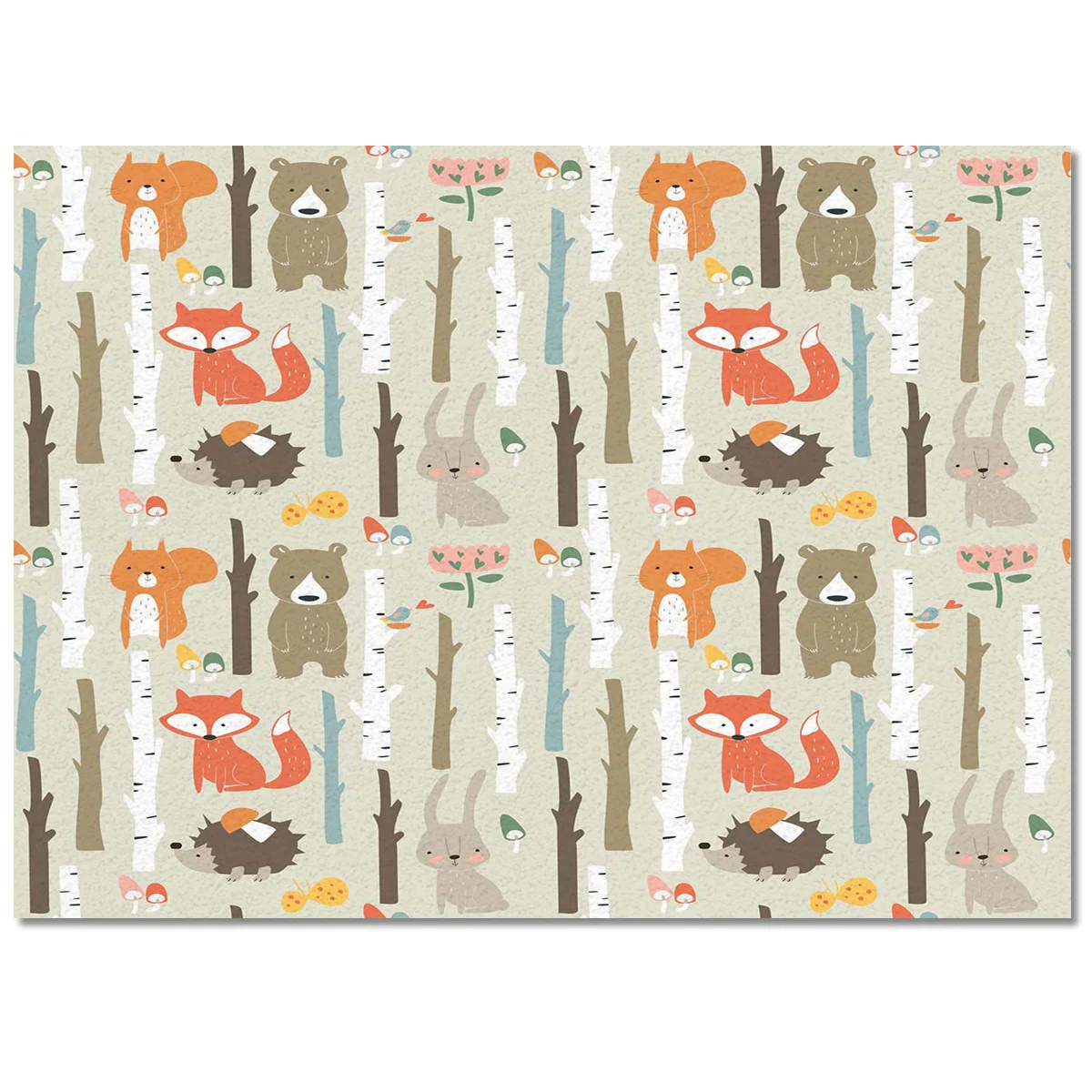 Cartoon Forest Animal Tree Fox Bear Rabbit Child Carpets for Bed Room Modern Home Large Area Rug for Living Room Bay Window Mat