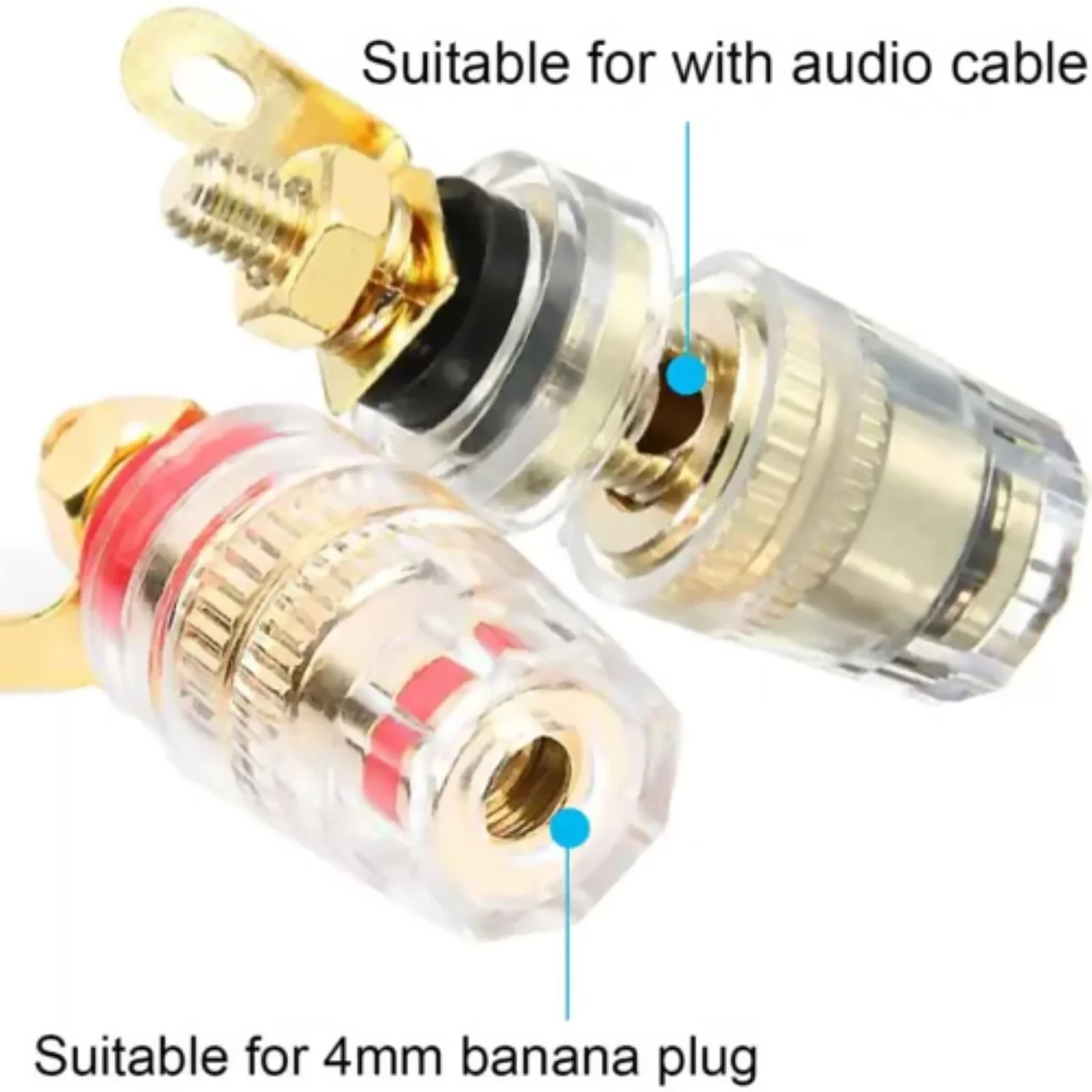 8Pcs 4mm Banana Plug Connector Audio Jack Socket 4mm Binding Post For Amplifier Speaker Terminal Board Gold Plated Adapter Plugs