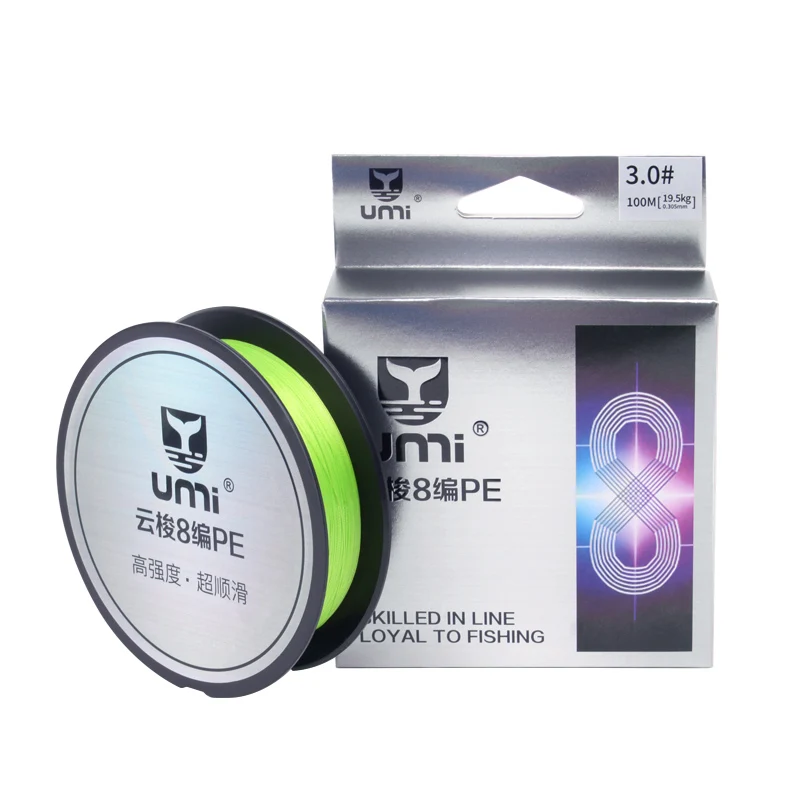 Nova Linha de Pesca Umi 8 Fios PE 150/100M Japão Super Forte Multifilamento Acessórios de Pesca Forte Tração Revestimento Especial