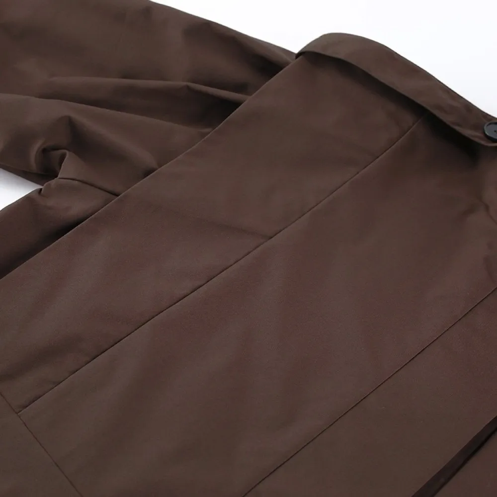Fashion High Collar Coat Jacket Waist Tie Relax Fit Tunic Top Long Sleeve Peplum Hem Women Outfit City Walk