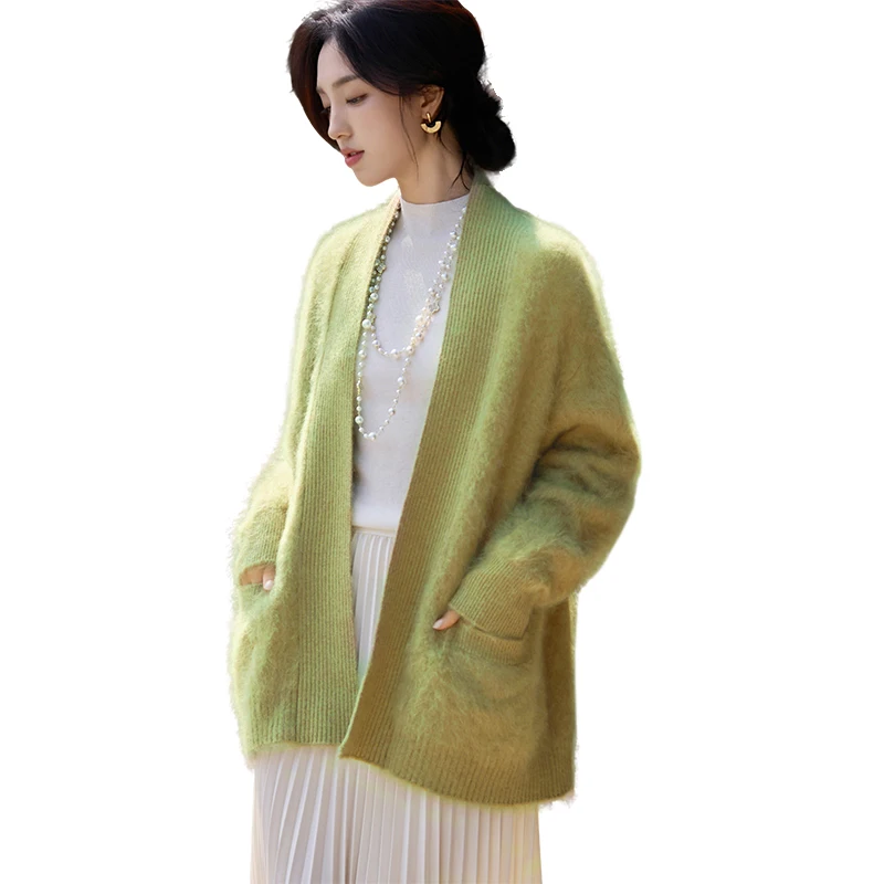 

Basic 100% Merino Wool Simple Style Cardigan Sweater Autumn And Winter Soft Long Sleeve Knitwear Clothing Tops
