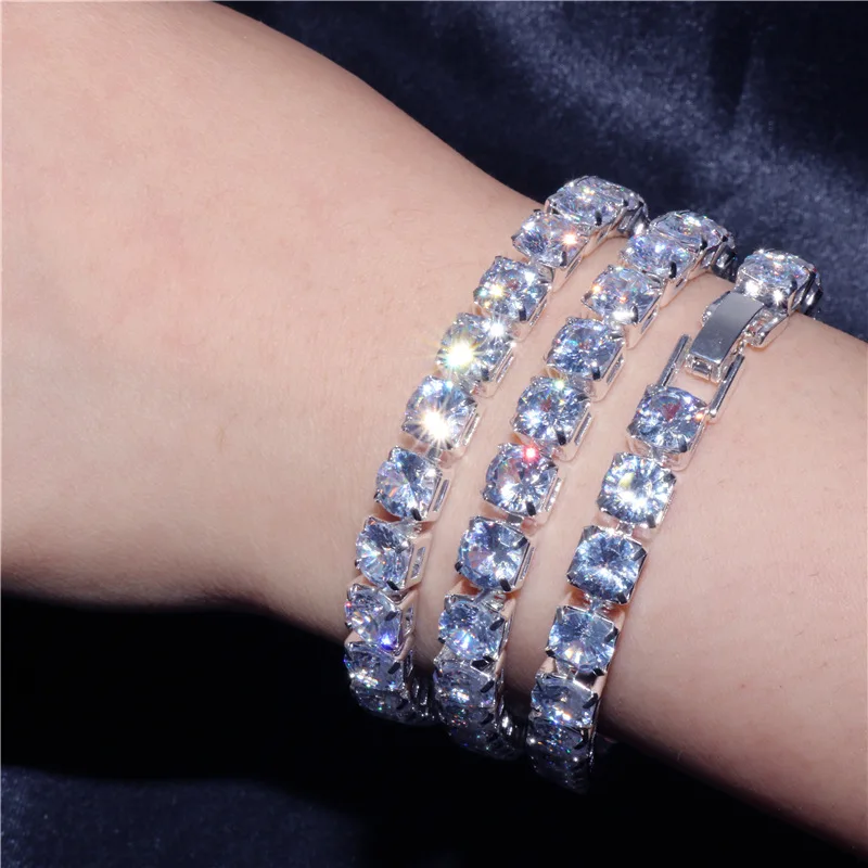 Cubic Zirconia Tennis Bracelets for Women Iced Out Chain Silver Color Bracelet Men Zircon Armband CZ Pulseras Jewelry Gift