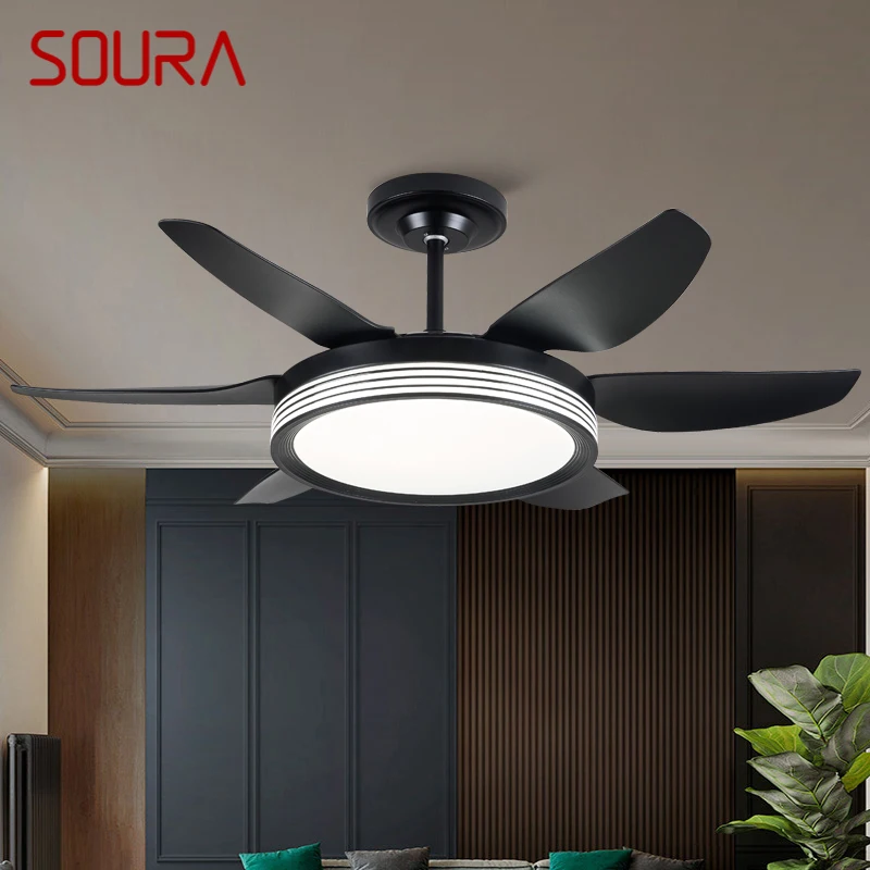 SOURA Fan Light Nordic LED Ceiling Fan Light Modern Minimalist Restaurant, Living Room, Bedroom Commercial Electric Fan