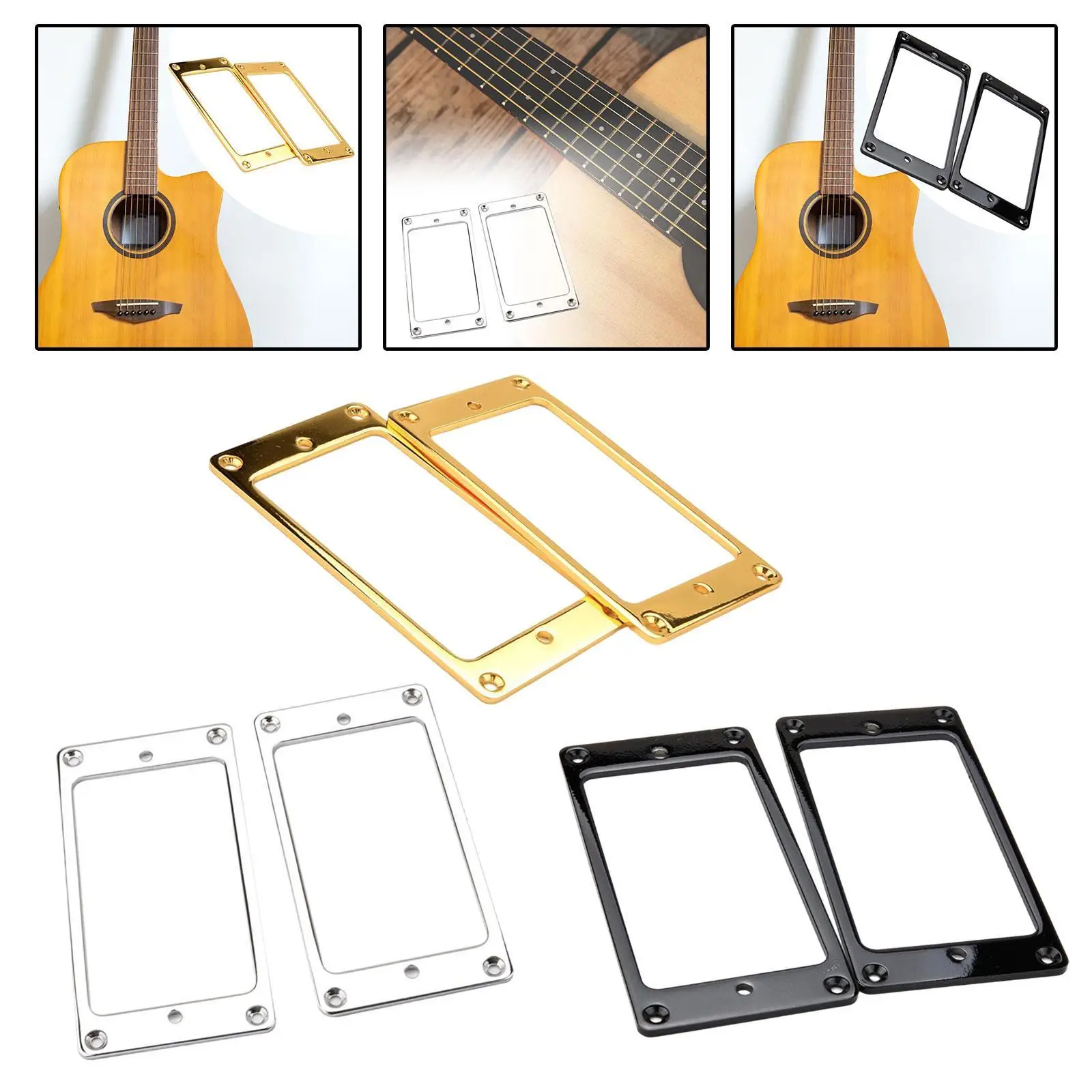 

2 Pieces Guitar Pickup Frame Sturdy Musical Instrument Parts Bridge Neck Pickups Cover Frame for Electric Guitar Accessory Part