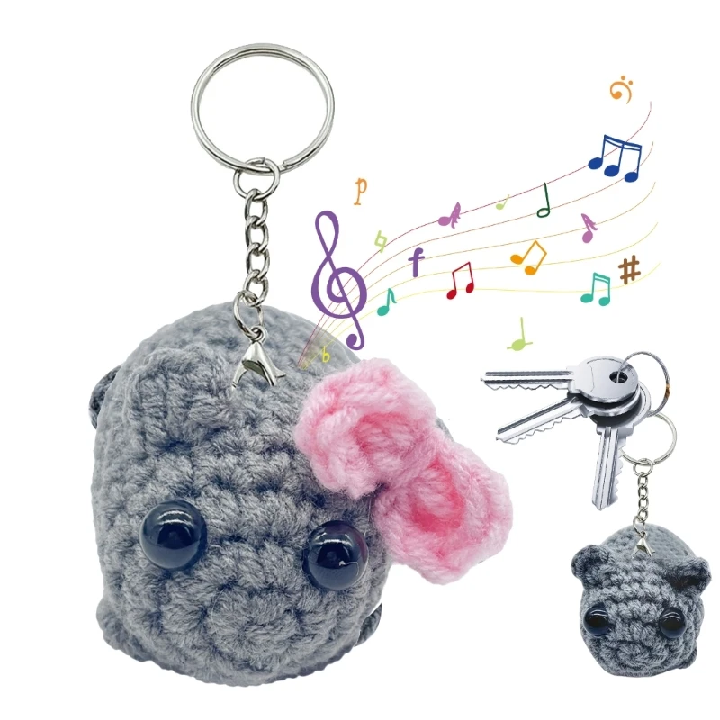 Adorable Sad Hamster Plush Keychain Stylish Crochet Hamster Pendant Key Ornament