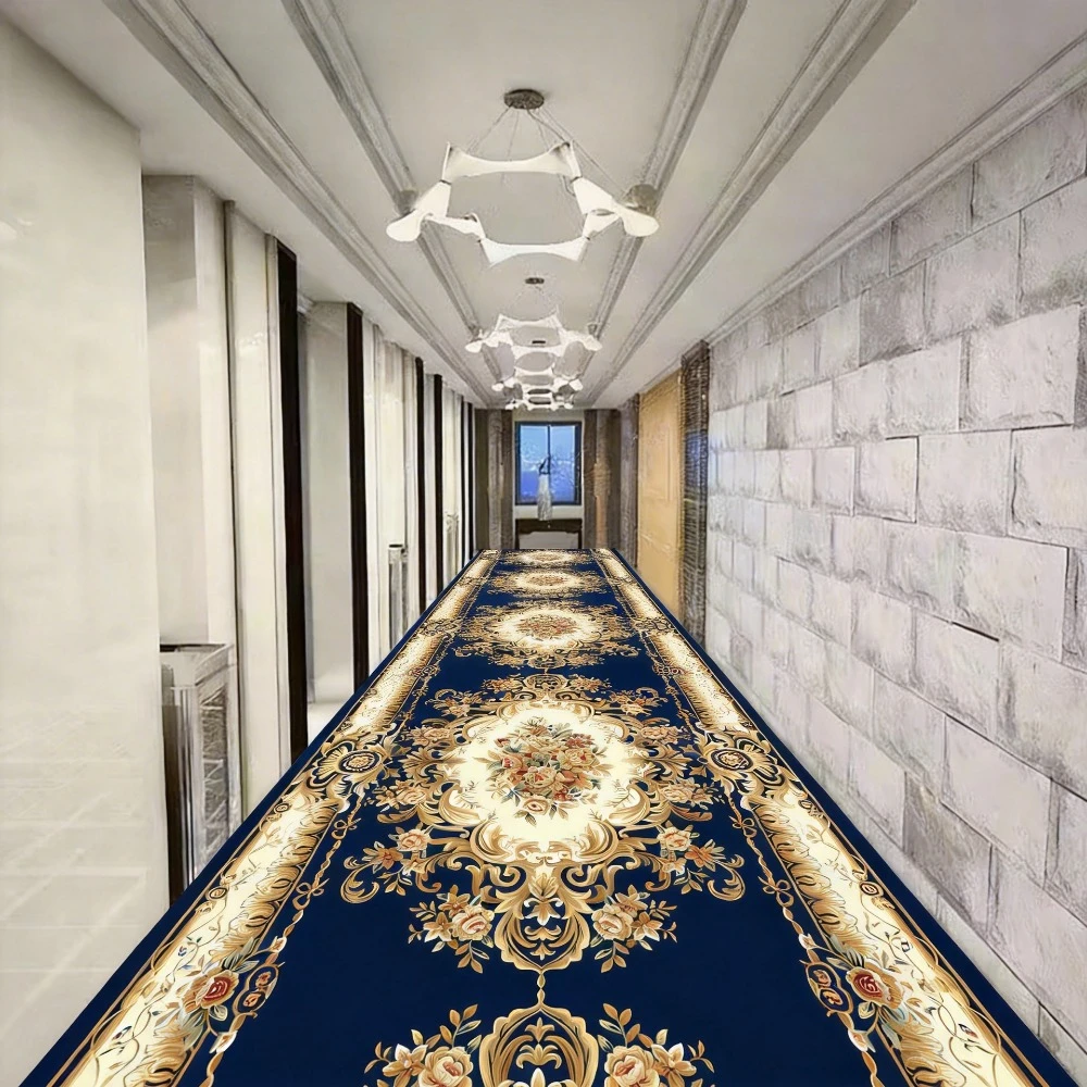 Retro Persian Style Long Runner Corridor Carpet Light Luxury Bohemia Decoration Hall Aisle Rug Non-slip Lobby Stairway Floor Mat