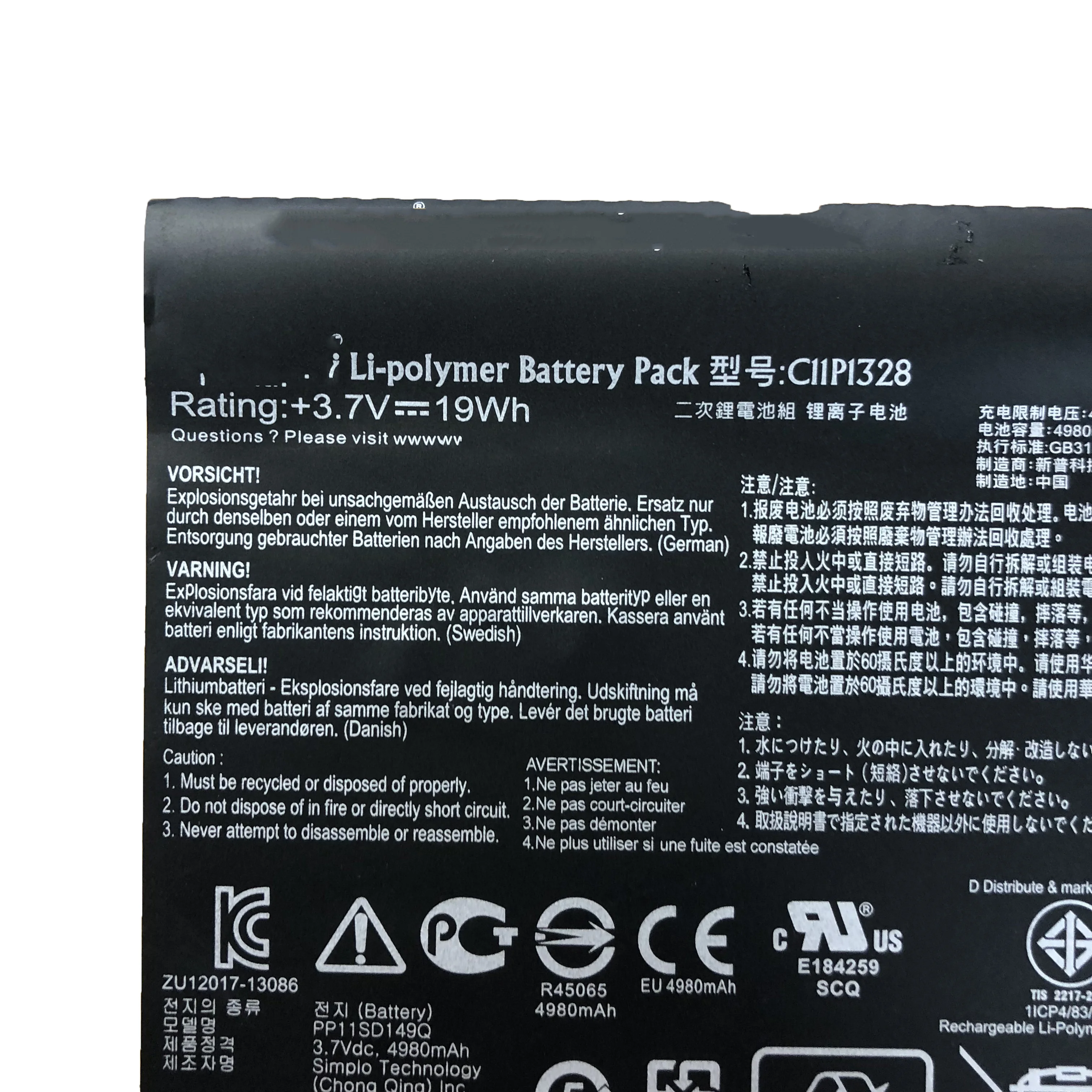 3,7 V 4920mAh 19wh C11P1314 batería Original para portátil Asus Memo Pad ME102A 10,1 "PP11LG149Q