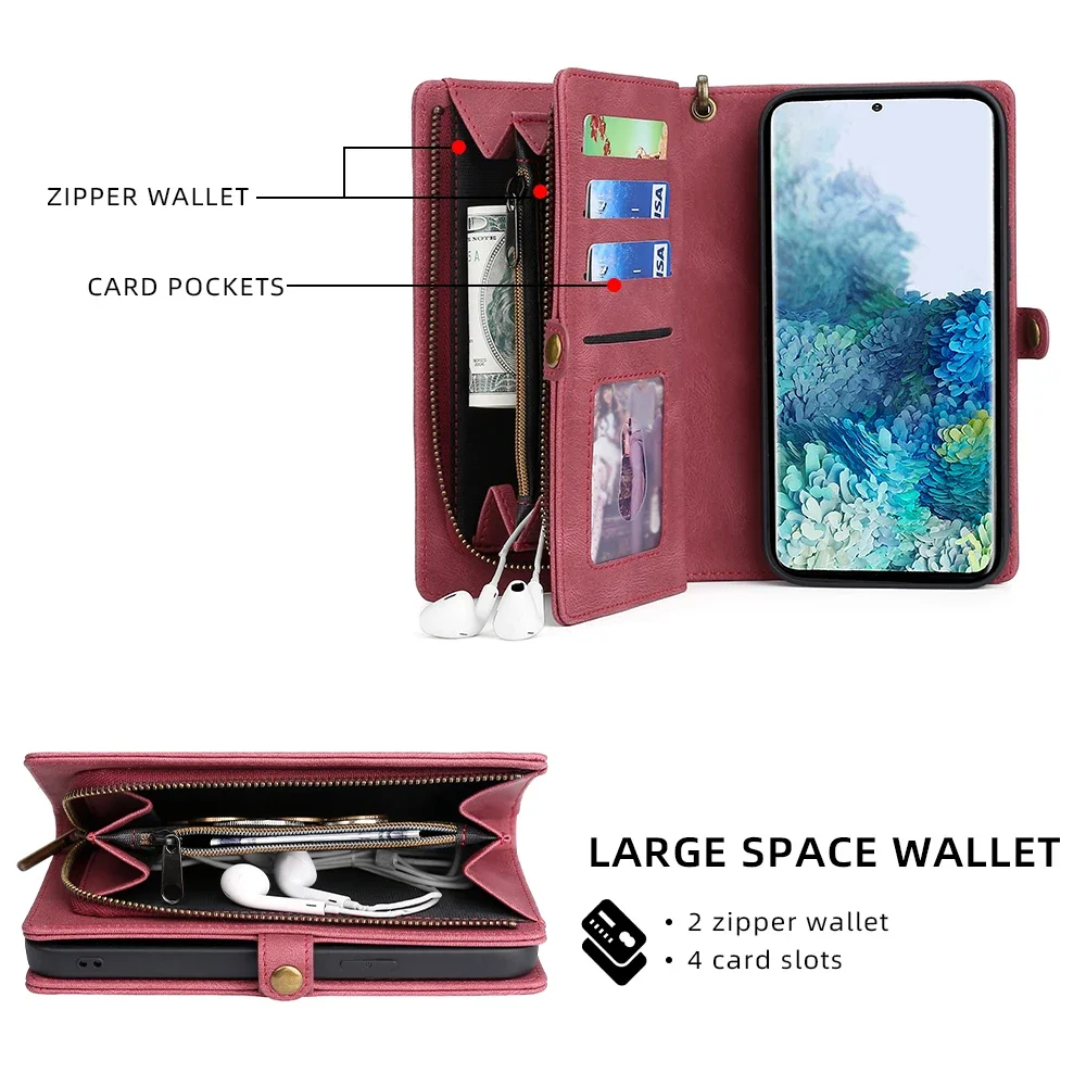 Wallet PU Leather Phone Case Cover For iPhone 16 15 Pro Max iPhone 16 15 Plus with Card Slots Zipper Wallet Design Phone Cover