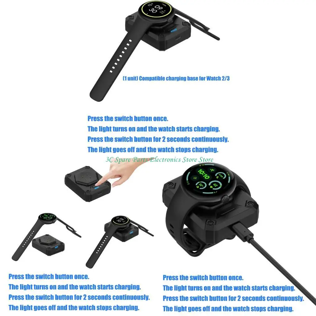 SZ Heat Dissipation Smartwatch Charging Stand Holder Robust Base for Watch 2/3 Secure Charging with Integrated Cooling Vents