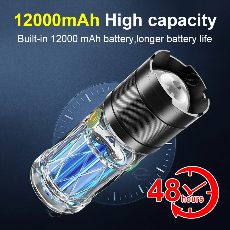 Super Bright Rechargeable Flashlight High Power LED Flashlight 18650 Waterproof Usb Most Powerful Torch Light with COB Lamp