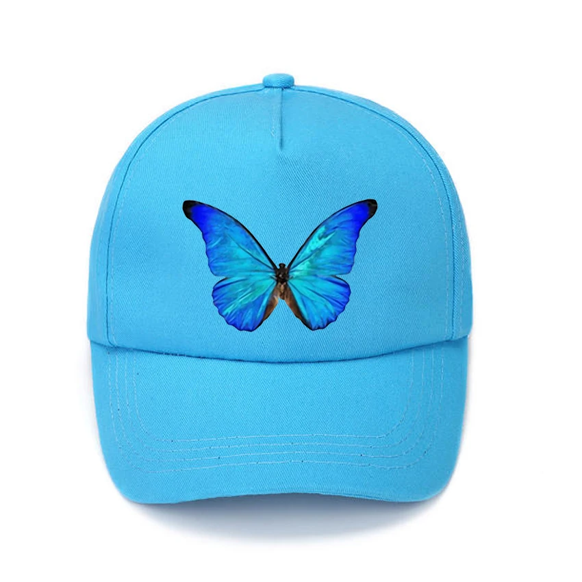 Butterfly Animal Print Custom Made Hat Baseball Cap Adjustable Children Hat Boys Baby Girls Sun Hat Hip Hop Hat Add Your Design