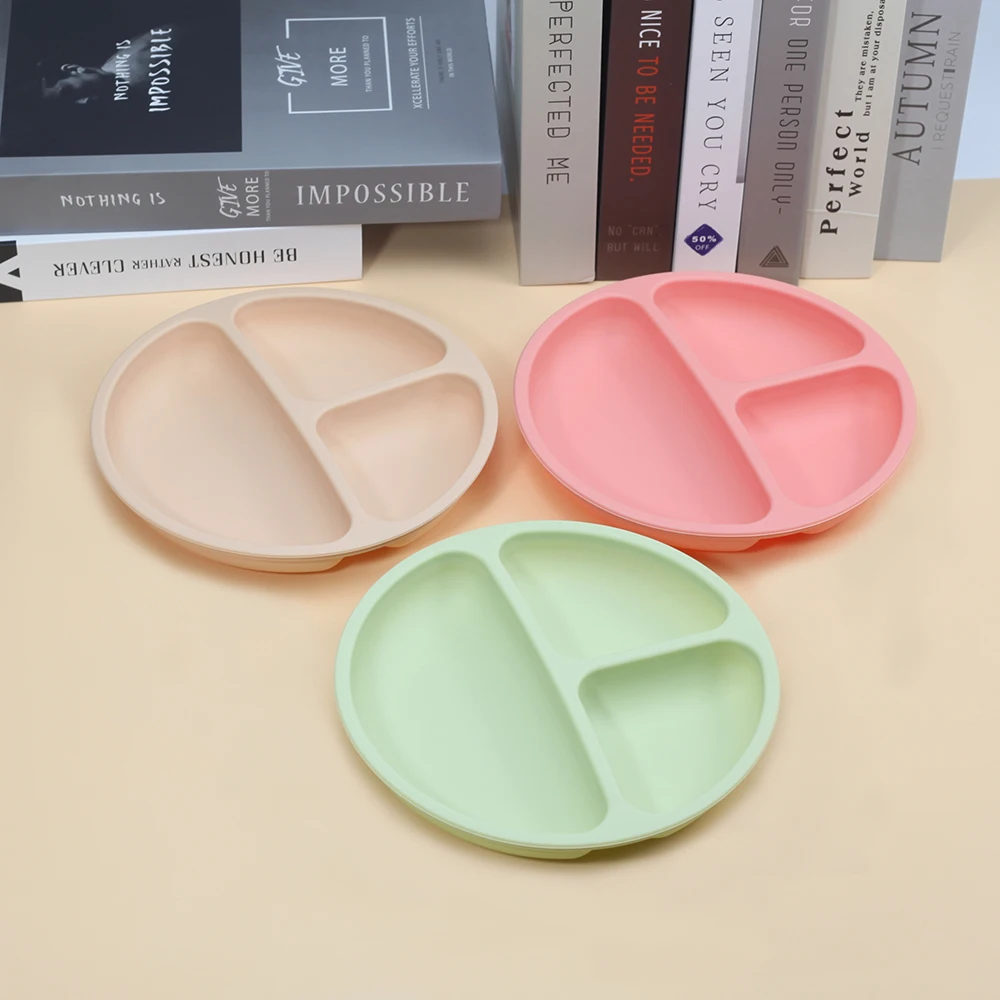 

Силиконовая разделенная тарелка, легко чистящаяся сперманенная пищевая тарелка, тарелка для кормления ребенка